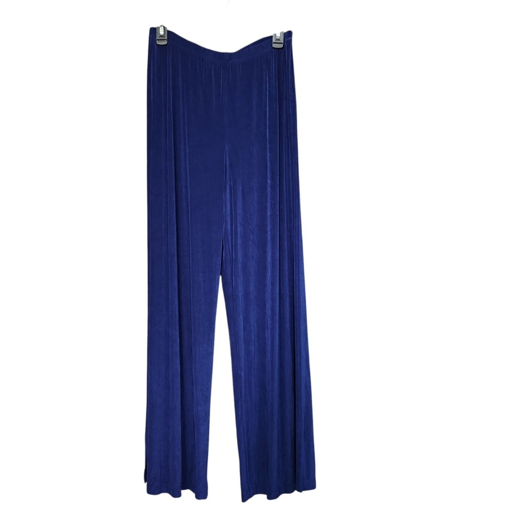 Chico's Traveler Slinky Pants Women's 2 REG 12 L 30x30" Straight Royal Blue Slit